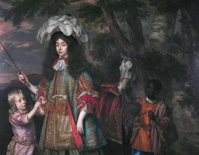 Portrait of Maria of Orange, with Hendrik van Zuijlestein and a servant by Johannes Mytens